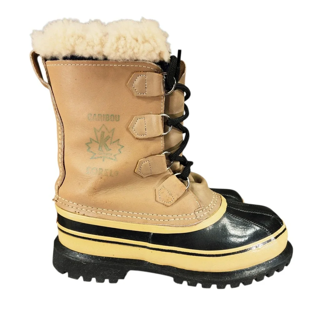 Vtg Sorel Caribou Kaufman Snow Boots sz 7 Mens Canada Leather Winter Waterproof - Picture 2 of 14